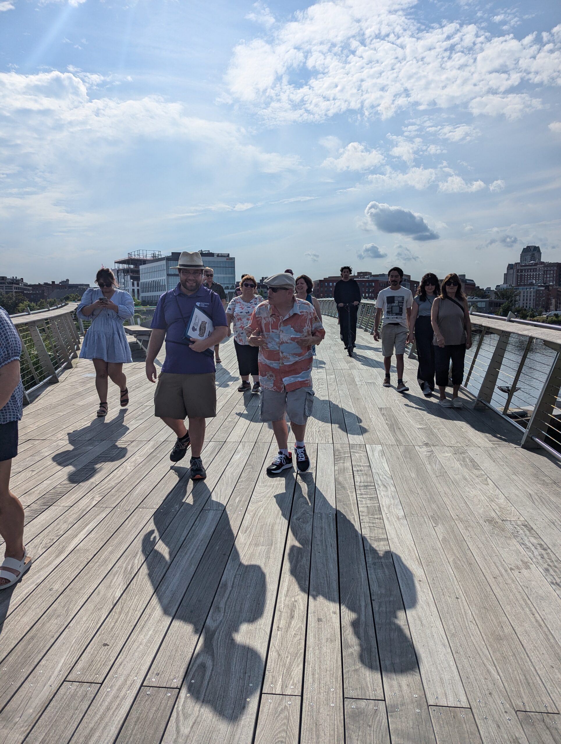 group on a city sightseeing walking tour of providence rhode island